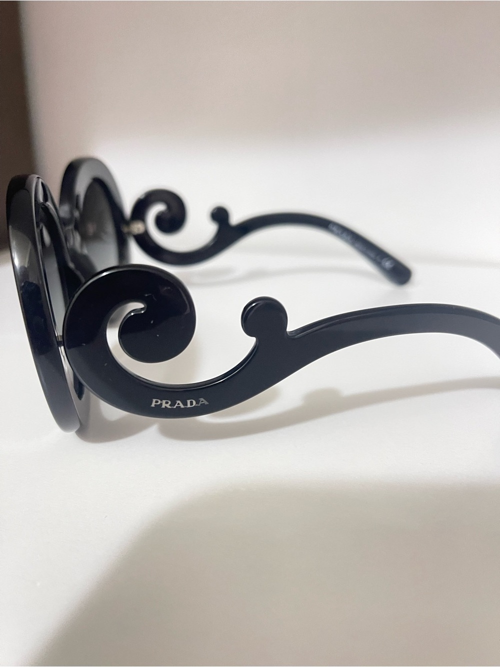 Authentic Prada made in Italy Black Curled Temple Women's Sunglasses